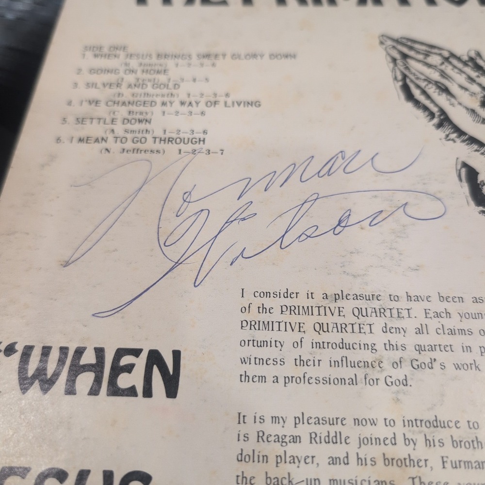 The Primitive Quartet When Jesus Brings Sweet Glory Down Vinyl LP Signed RS-149 - Picture 2 of 4